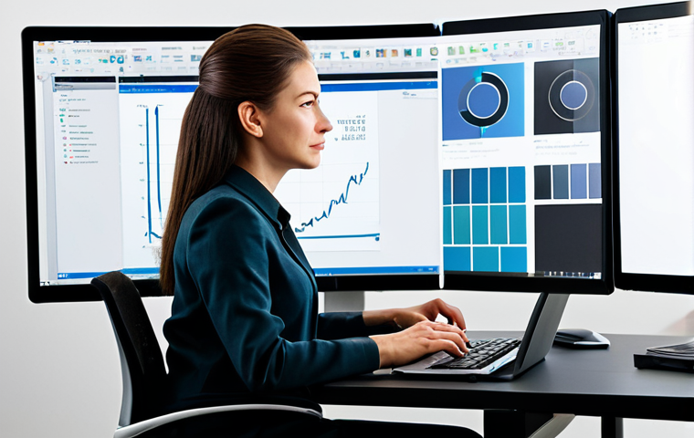 **
    A focused professional graphic designer, fully clothed in modest business casual attire, is seated at an ergonomic desk in a modern, brightly lit design studio. On the large monitor, various elegant fonts are displayed within design software, showcasing different typefaces and font pairings. One hand rests on a mouse, the other subtly gestures towards the screen, indicating contemplation. A clean laptop and a steaming coffee cup are nearby. The scene conveys a sense of creative concentration and meticulous attention to detail. Safe for work, appropriate content, fully clothed, perfect anatomy, correct proportions, well-formed hands, natural pose, professional photography, high quality, family-friendly.

2.  **Prompt for