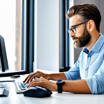 **

"A professional graphic designer, fully clothed in smart casual attire, working on a computer in a bright, modern co-working space, safe for work, appropriate content, perfect anatomy, natural proportions, professional photography, high quality, family-friendly."

**