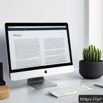 Home 21 폰트 크기와 비율로 문서 균형 잡기 - A professional office workspace featuring a sleek, modern computer screen displaying a document with...