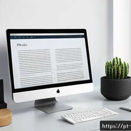 Home 33 폰트 크기와 비율로 문서 균형 잡기 - A professional office workspace featuring a sleek, modern computer screen displaying a document with...