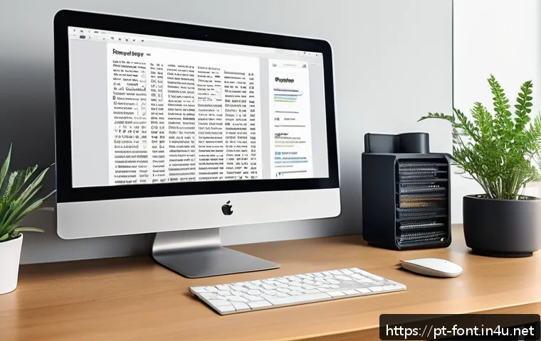 폰트 설치 방법  윈도우 macOS - A detailed and modern digital workspace showing a designer&rsquo;s computer screen displaying popular font...