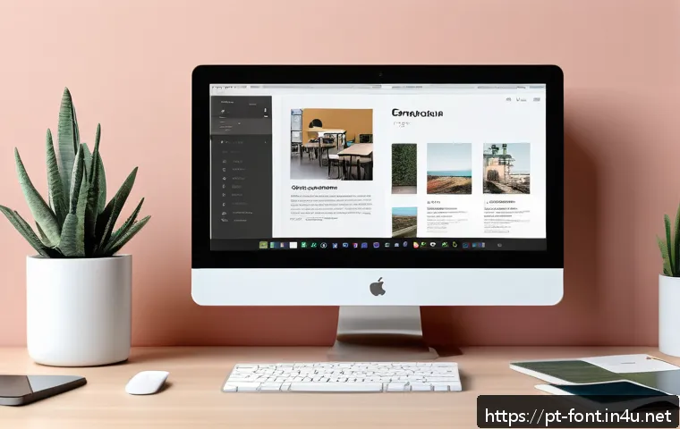 가독성을 높이는 폰트 조합 - A modern digital workspace scene showcasing a designer&rsquo;s desk with multiple screens displaying typog...